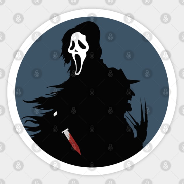 Wes Craven Icons - Ghostface & Freddy - Blue Sticker by JorisLAQ